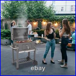 ZOKOP Charcoal BBQ Grill Barbecue Smoker Grate Garden Portable Outdoor Grey