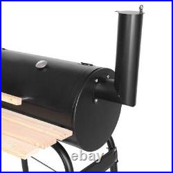 ZOKOP Portable Charcoal BBQ Grill Steel Offset Smoker Combo Backyard WithWheels UK